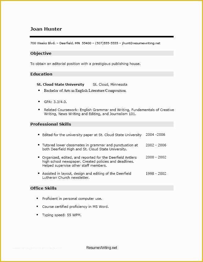 Free Resume Templates for No Work Experience Of Resume Examples for College Students with No Work
