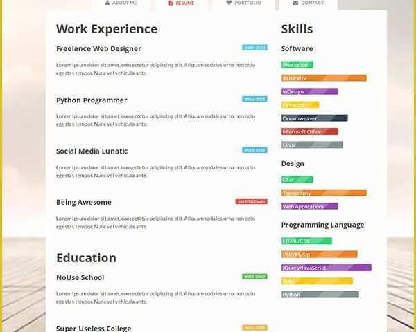 Free Resume Templates for Pages Of 41 HTML5 Resume Templates Free Samples Examples format