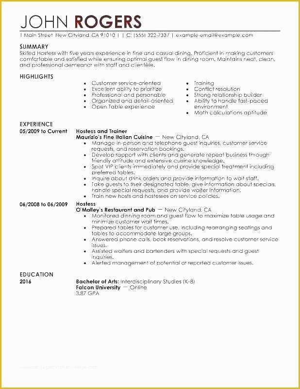 Free Resume Templates for Restaurant Servers Of Free Resume Templates for Restaurant Servers – Template 50