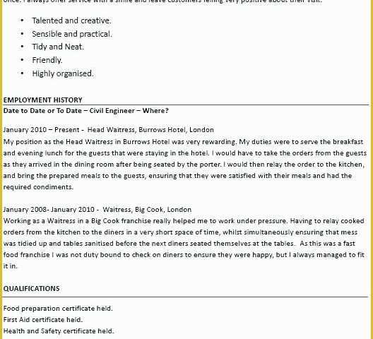 Free Resume Templates for Restaurant Servers Of Restaurant Server Resume Example Restaurant Server Resume