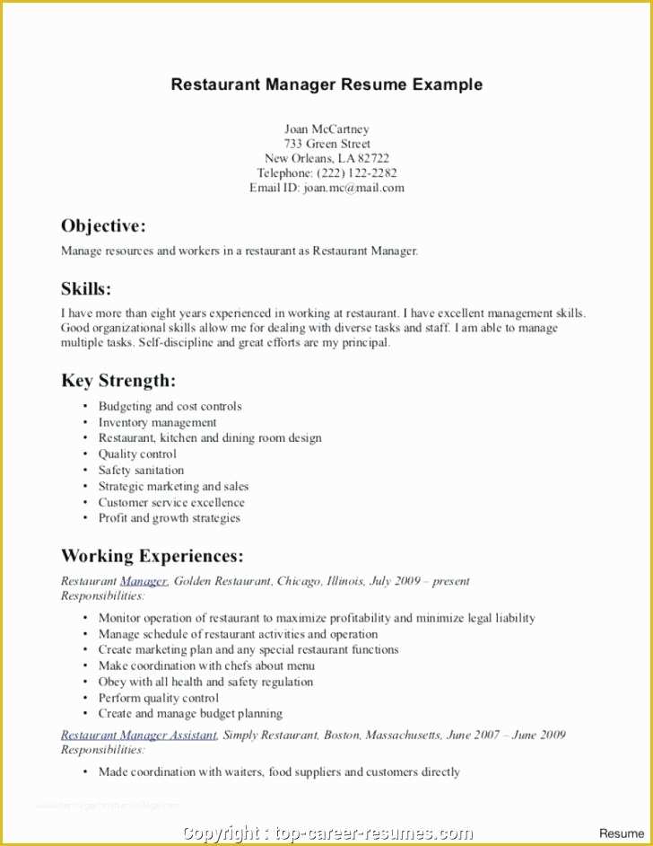 Free Resume Templates for Restaurant Servers Of Restaurant Server Resume Templates Resume Awesome