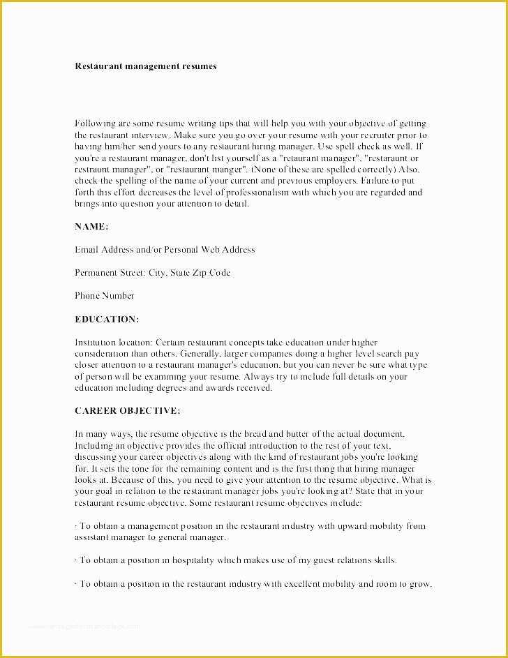 Free Resume Templates for Restaurant Servers Of Resume Templates for Servers Resume Resume Templates for