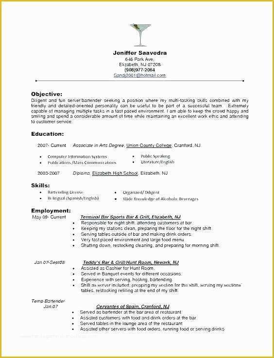 Free Resume Templates for Restaurant Servers Of Serving Resume Template – Putasgaefo