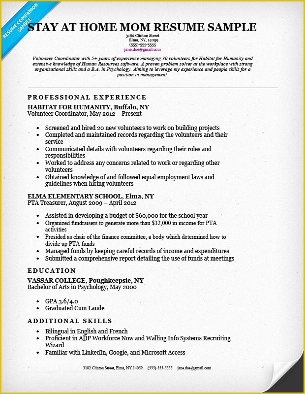 Free Resume Templates for Stay at Home Moms Of Stay at Home Mom Resume Sample & Writing Tips