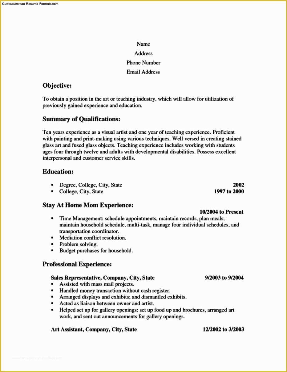 29 Free Resume Templates for Stay at Home Moms