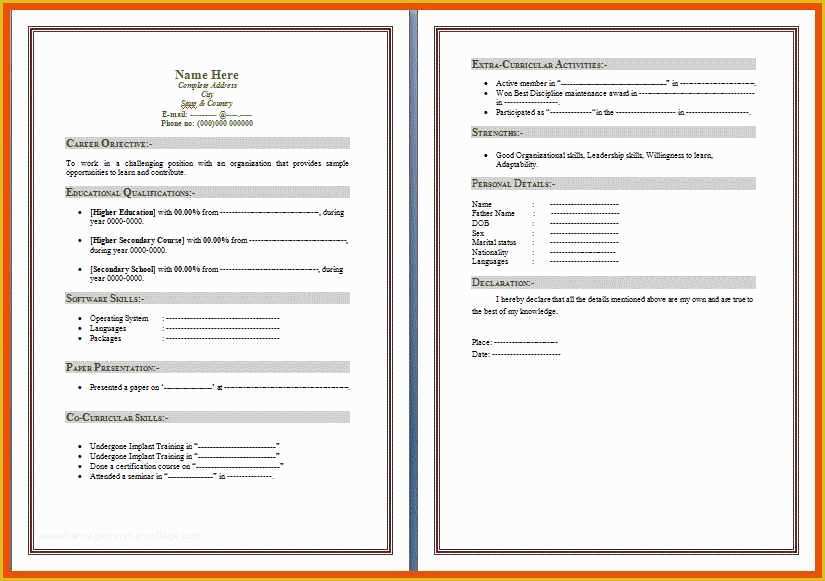 Free Resume Templates for Word Starter 2010 Of 7 8 Resume Templates for