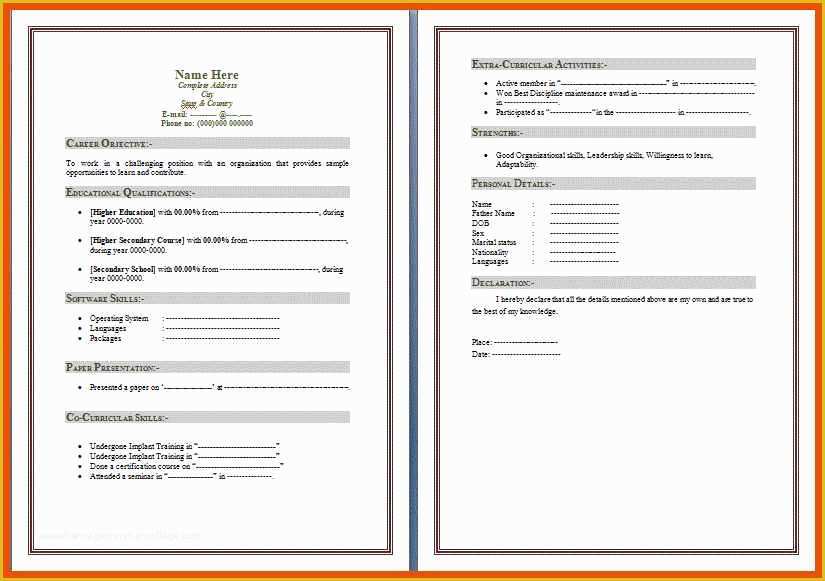 Free Resume Templates for Word Starter 2010 Of 7 8 Resume Templates for Ms Word 2010