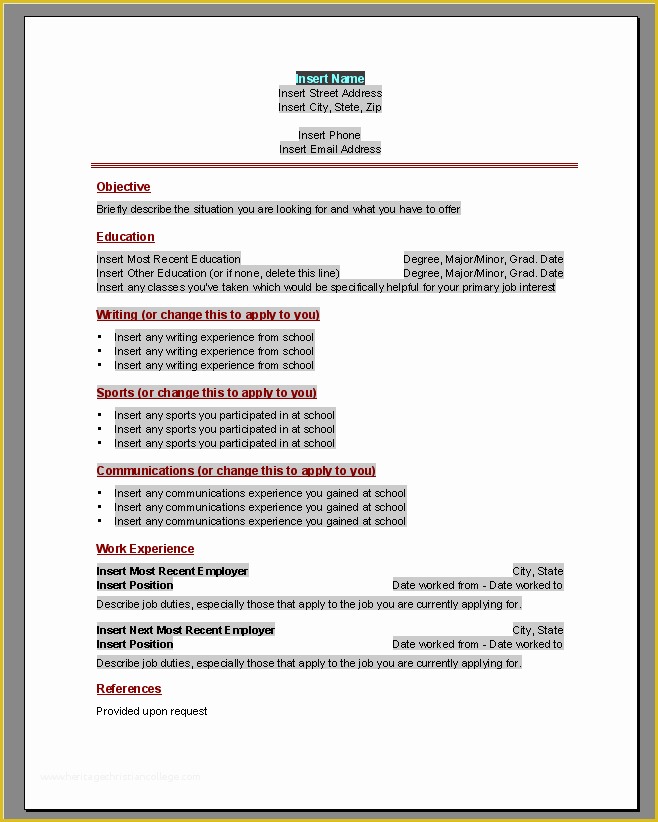 Free Resume Templates for Word Starter 2010 Of Resume Templates Microsoft Word 2010