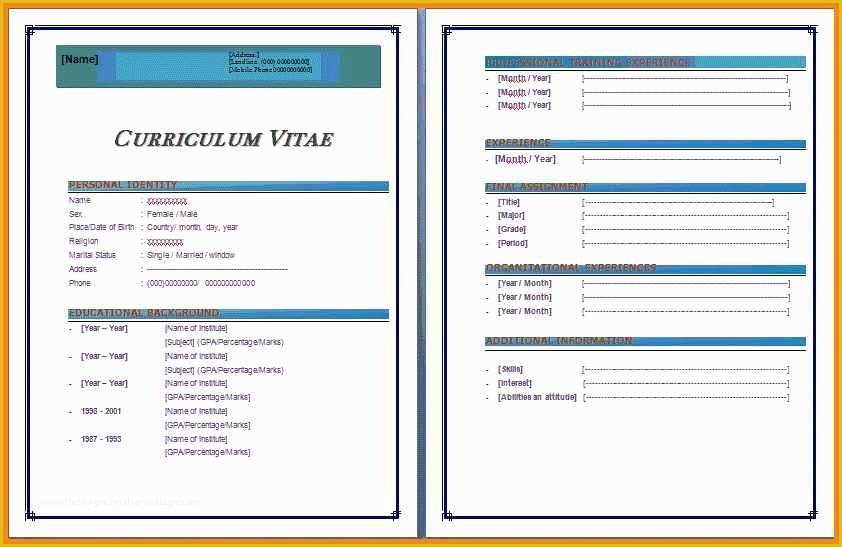 Free Resume Templates Microsoft Word 2007 Of Cv format In Ms Word 2007 Free Download Free Cv Template