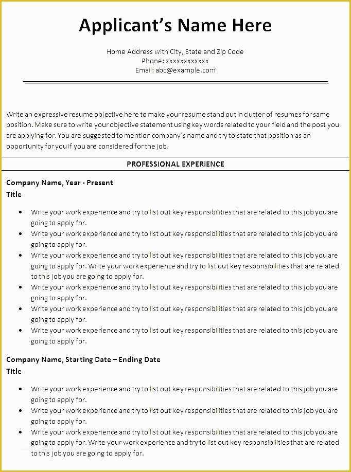 Free Resume Templates Microsoft Word Of Free Chronological Resume Template Microsoft Word Free