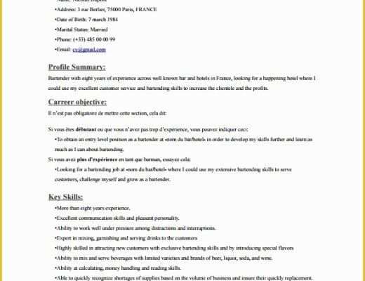 Free Resume Templates Pdf Of 8 Bartender Resume Templates Download for Free