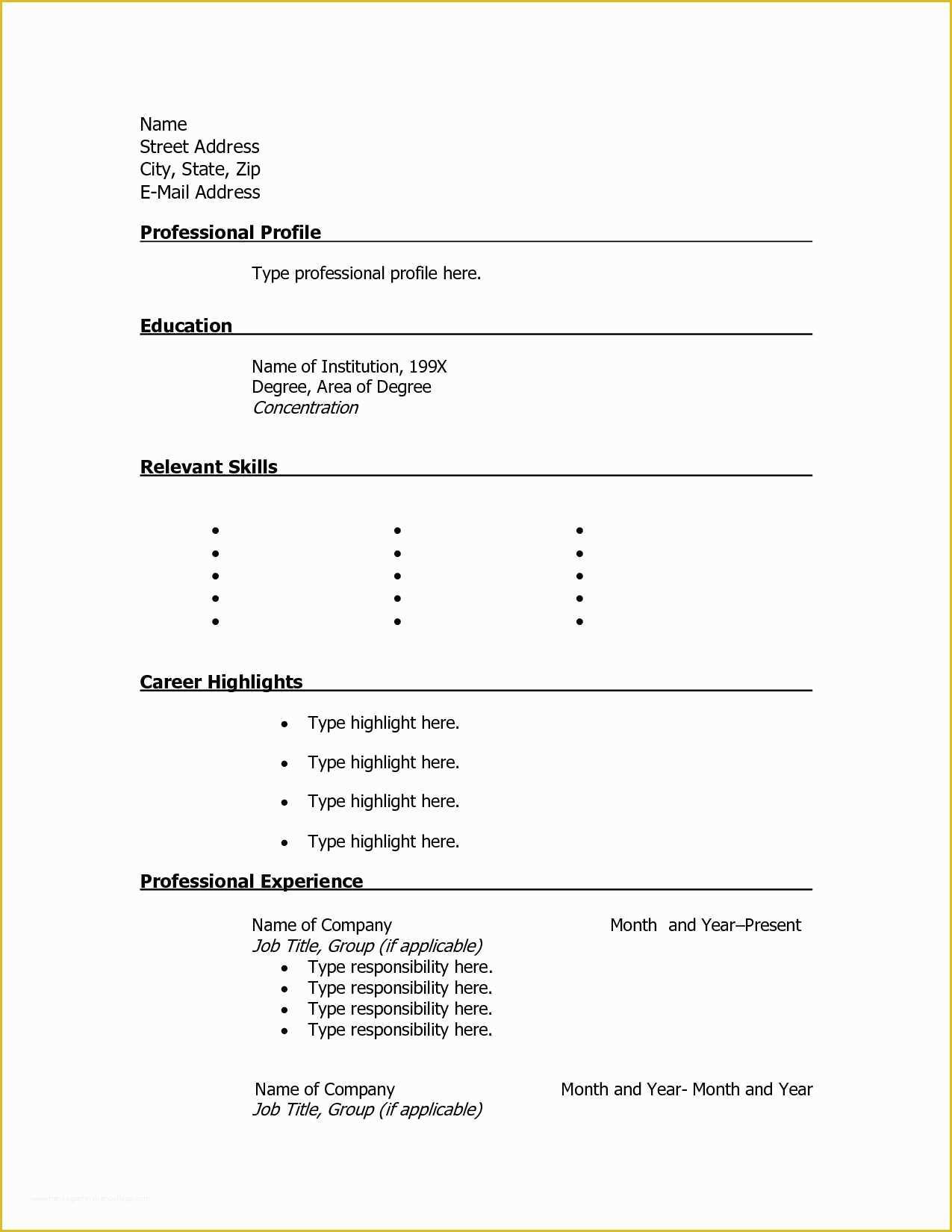Free Resume Templates to Fill In and Print Of 45 New Free Printable Fill In the Blank Resume Templates