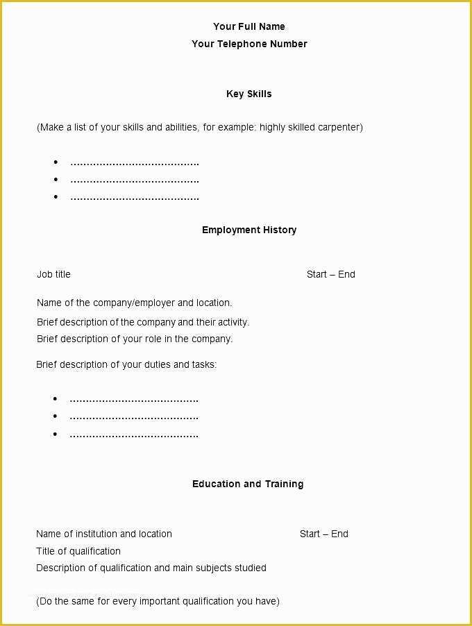 Free Resume Templates to Fill In and Print Of Blank Printable Resume Blank Resumes to Print Free Resume