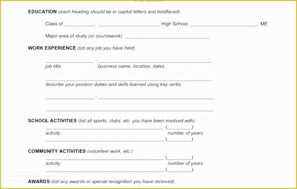 Free Resume Templates to Fill In and Print Of Free Printable Fill In the Blank Resume Templates