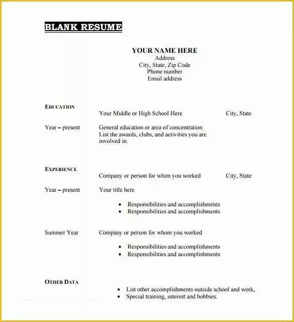 Free Resume Templates to Fill In and Print Of Free Printable Fill In the Blank Resume Templates