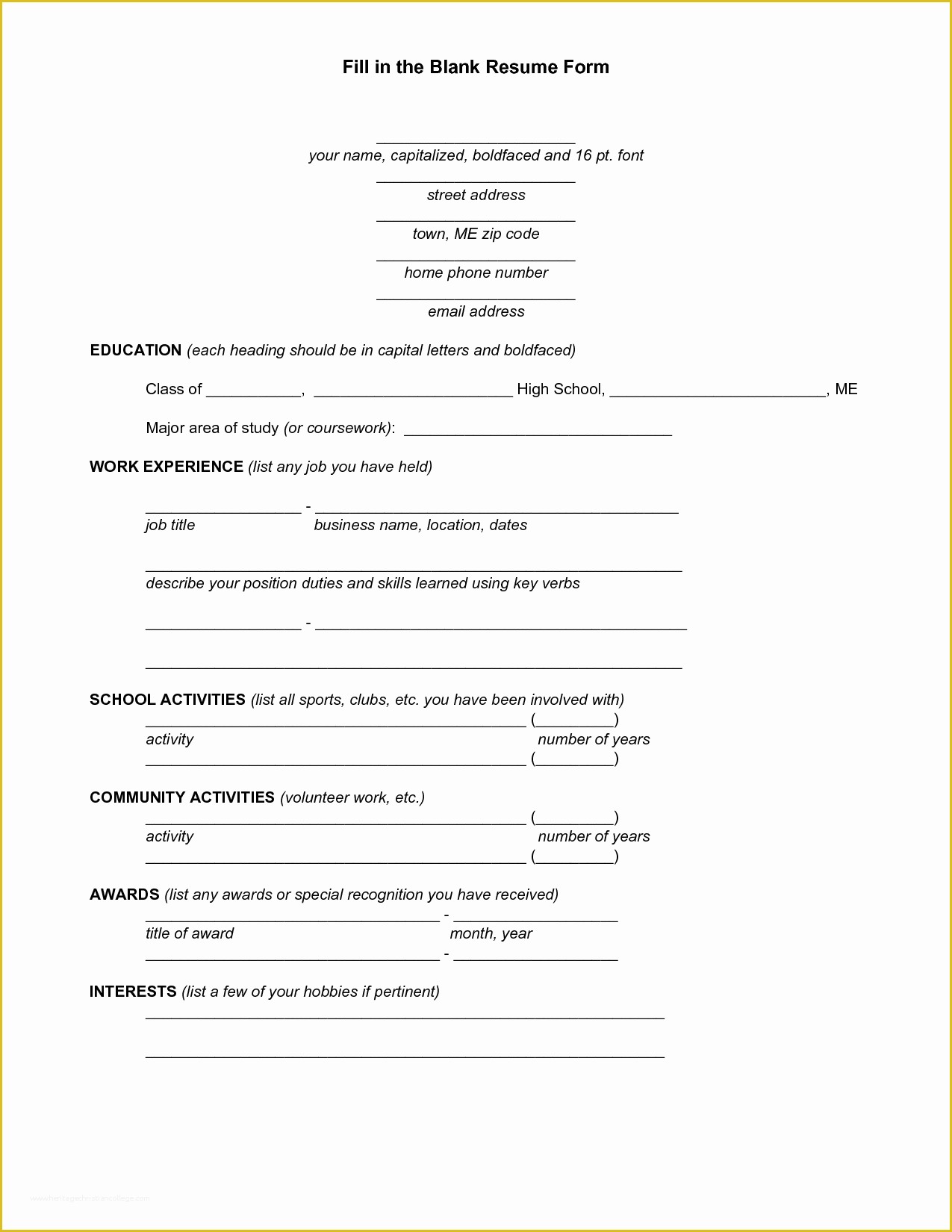 Free Resume Templates to Fill In and Print Of Free Printable Fill In the Blank Resume Templates