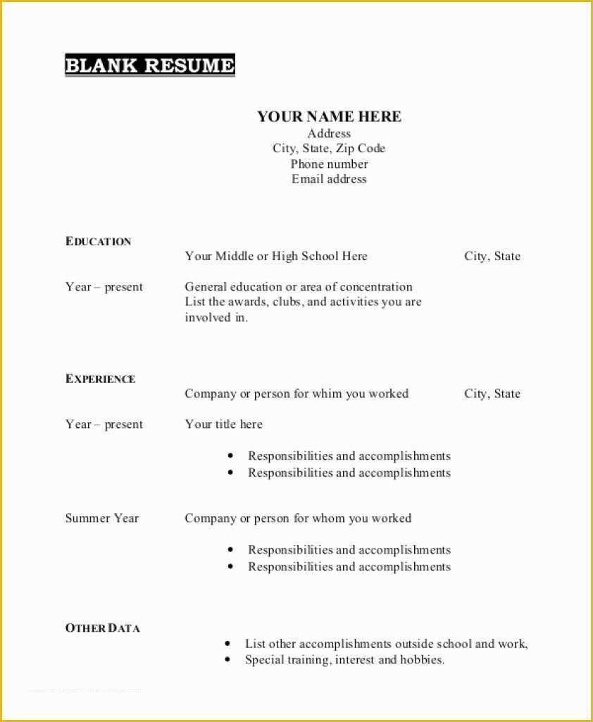 Free Resume Templates to Fill In and Print Of Free Resume Templates to Fill In and Print