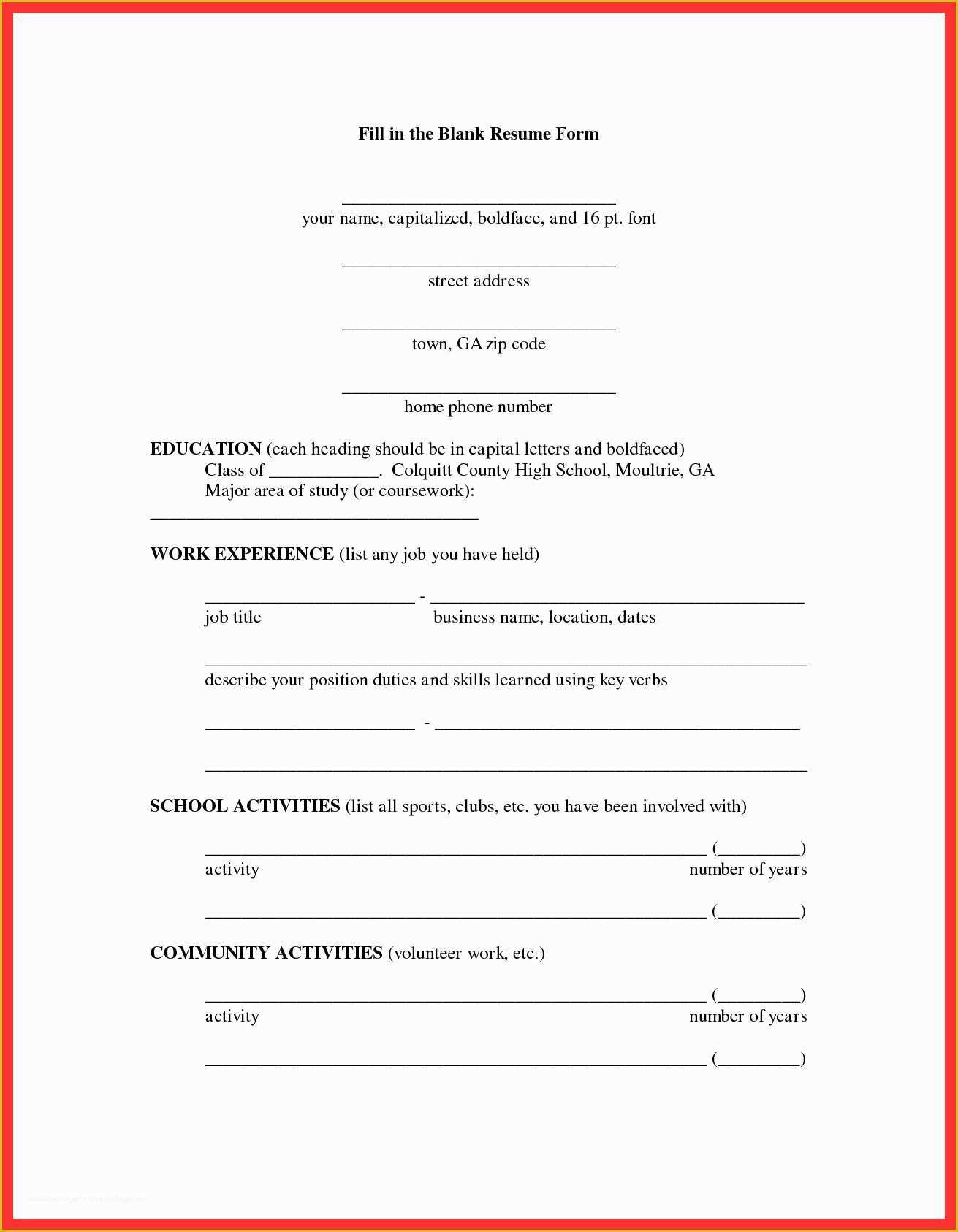 Free Resume Templates to Fill In and Print Of Free Resume Templates to Fill In and Print