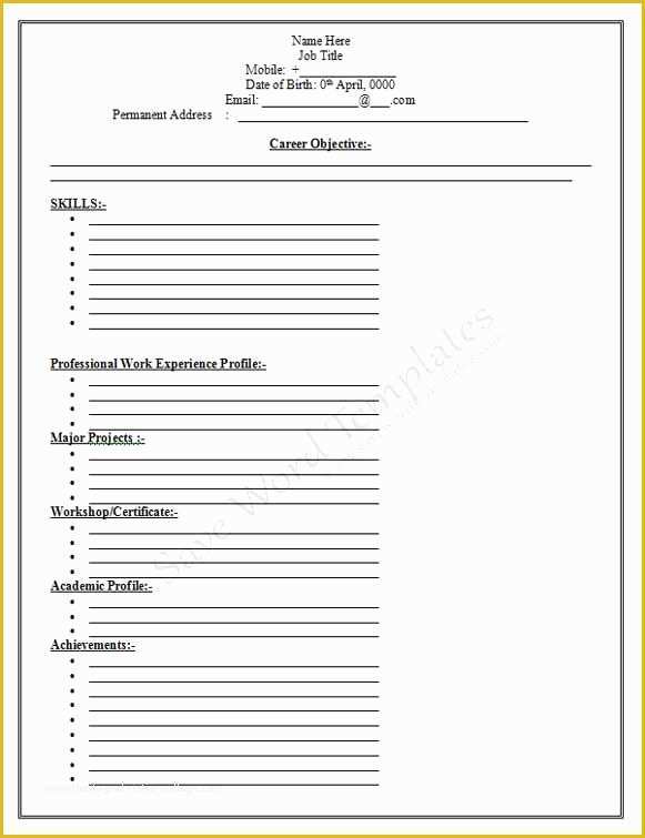 Free Resume Templates to Fill In and Print Of Free Resume Templates to Fill In and Print