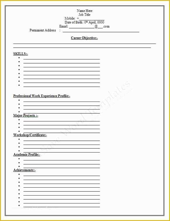 Free Resume Templates to Fill In and Print Of Free Resume Templates to Fill In and Print