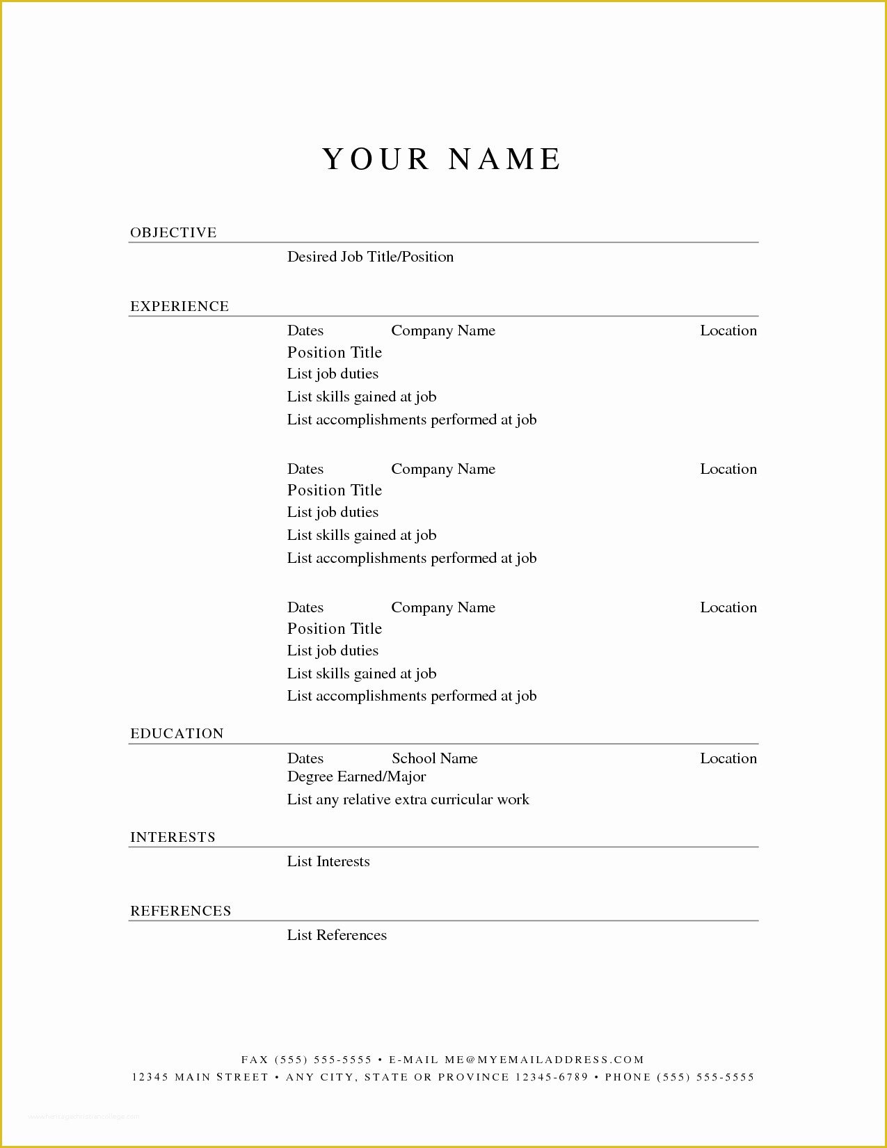 Free Resume Templates to Fill In and Print Of Printable Resume Templates