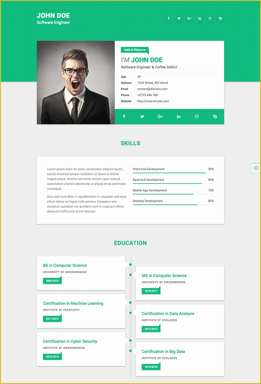 Free Resume Templates Websites Of 18 Best HTML Resume Templates for Awesome Personal