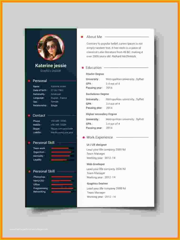 Free Resume Templates with Photo Of 10 Cv format Template Pdf