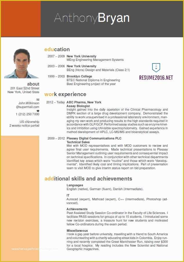 Free Resume Templates with Photo Of Best Resume format Resume Cv