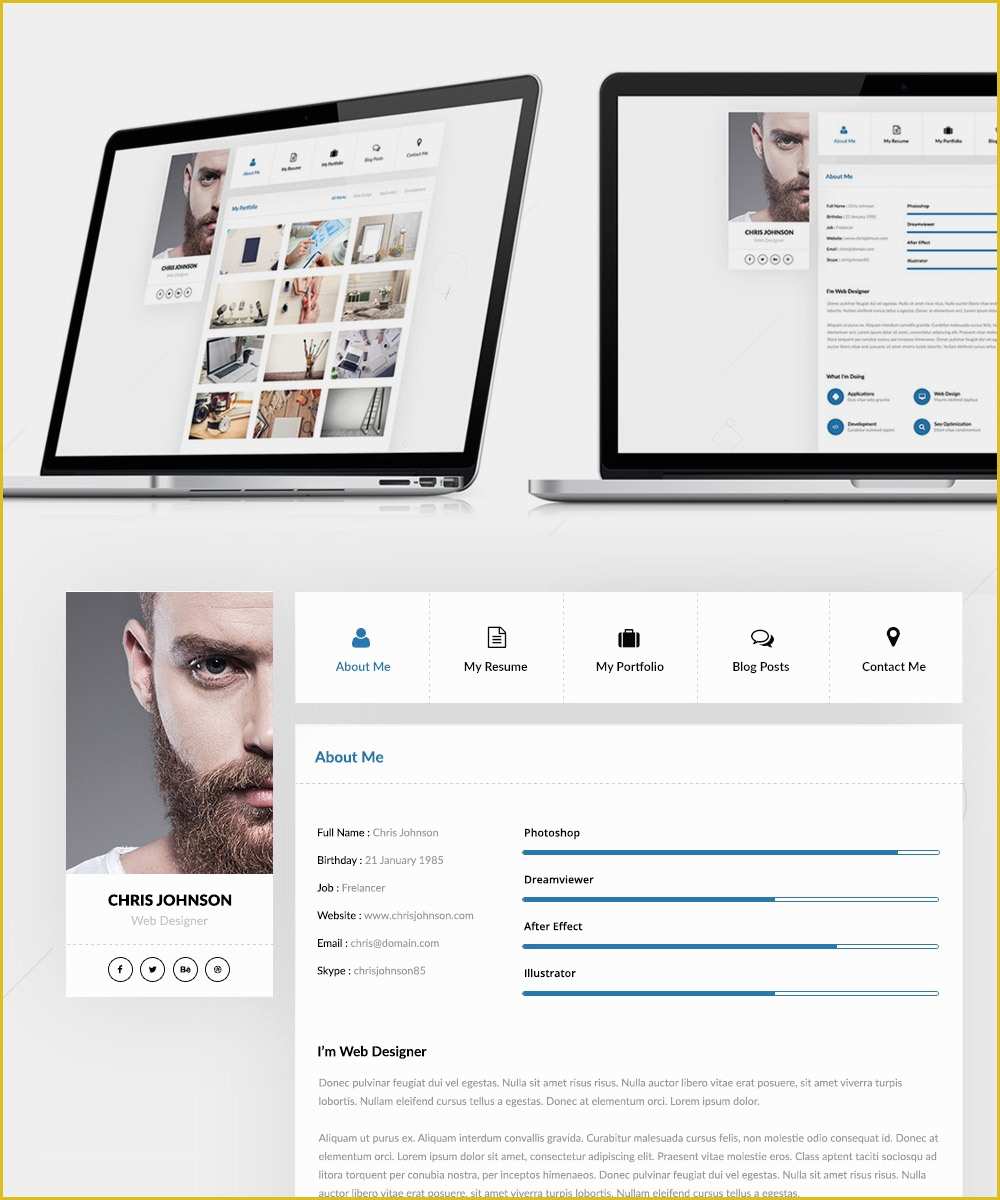Free Resume Website Templates Download Of Resume and Portfolio Website Templates Free Psd Download