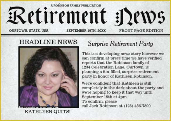 Free Retirement Flyer Template Word Of 12 Newspaper Front Page Templates – Free Sample Example