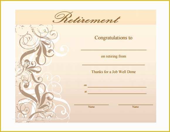 Free Retirement Flyer Template Word Of Retirement Certificate Template 6 Download Documents In