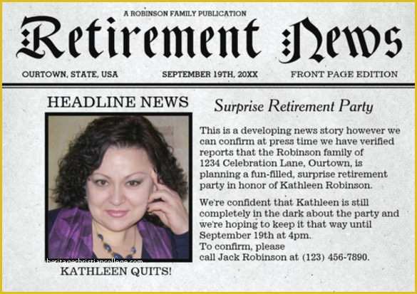 Free Retirement Party Invitation Templates for Word Of 12 Newspaper Front Page Templates – Free Sample Example