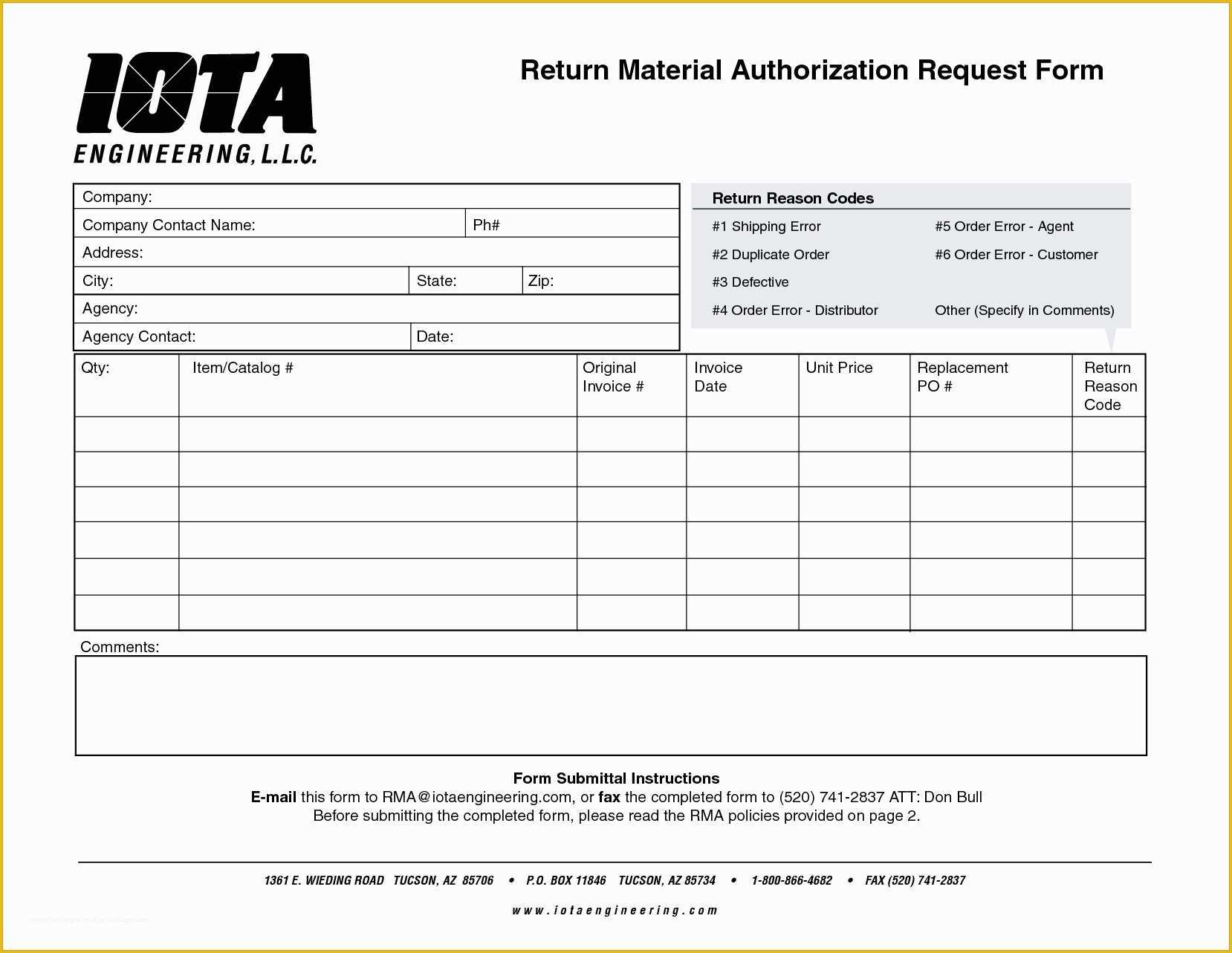 Free Return Authorization form Template Of 17 Return form Template – Cgcprojects