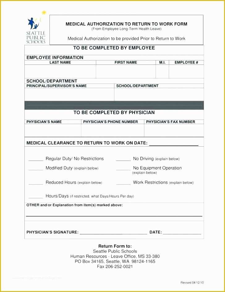 Free Return Authorization form Template Of Free Return to Work form Template – Hydrellatonefo