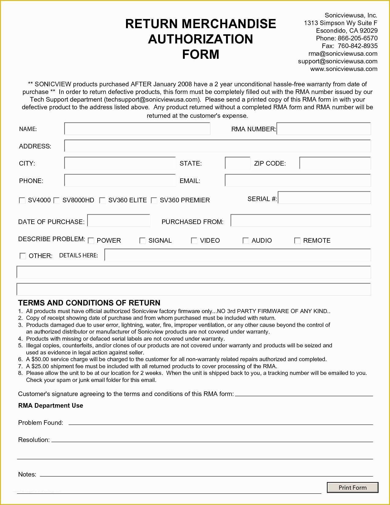 Free Return Authorization form Template Of Latest Pics Return Authorization form Template