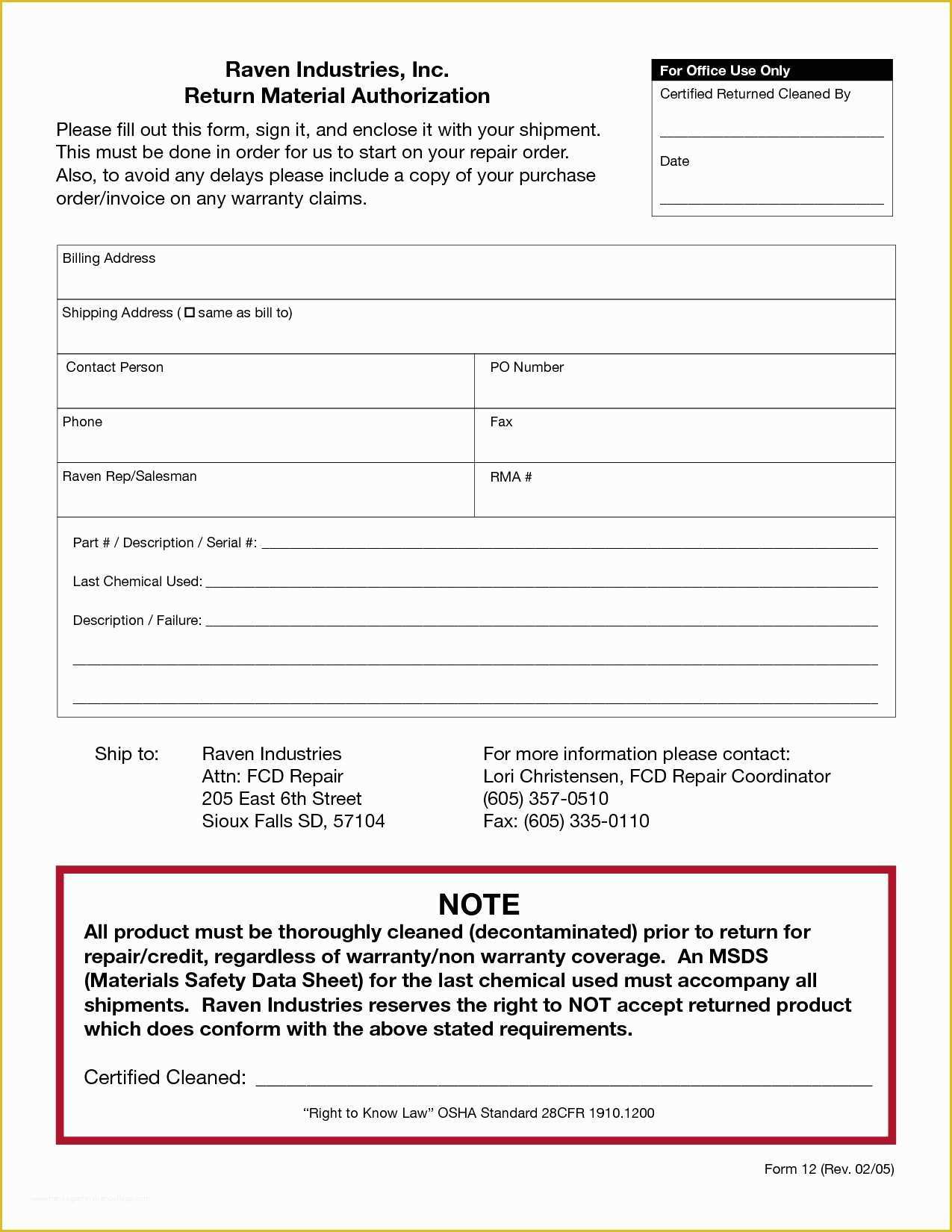 Free Return Authorization form Template Of Latest Pics Return Authorization form Template