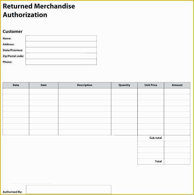 Free Return Authorization form Template Of Return Merchandise Authorization form Template 7 Goods