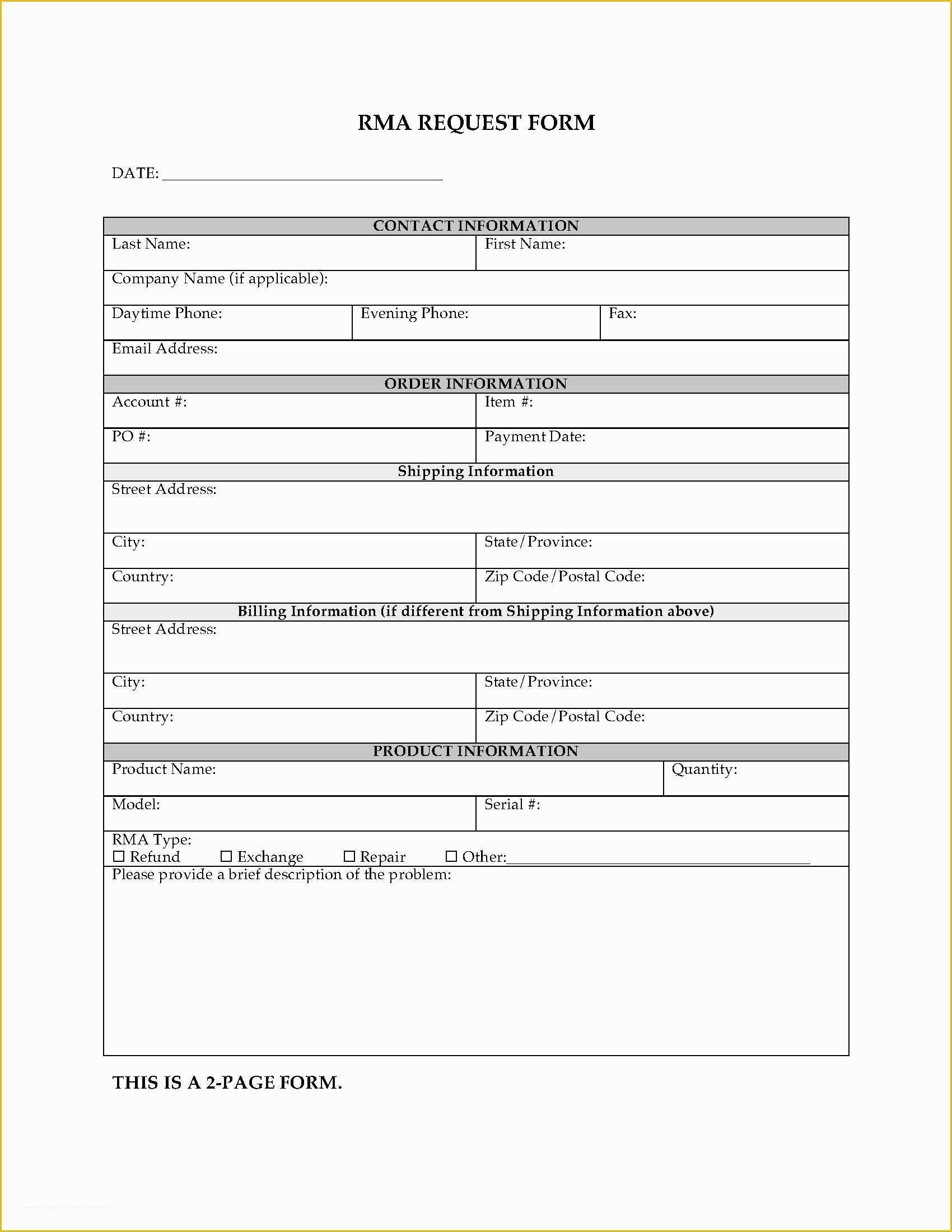 Free Return Authorization form Template Of Shipping form Template Portablegasgrillweber