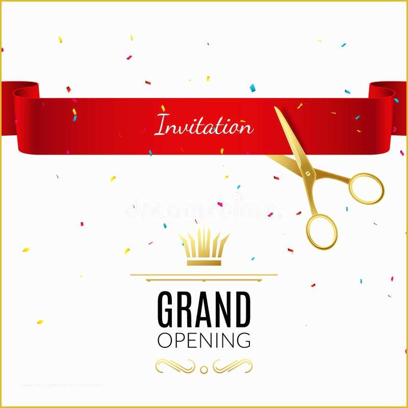 Free Ribbon Cutting Template Of Grand Opening Design Template with Ribbon and Scissors