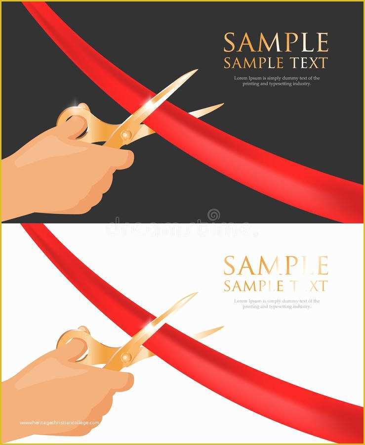 Free Ribbon Cutting Template Of Grand Opening Invitation Cards Stock Vector Illustration