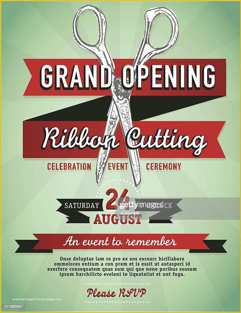 Free Ribbon Cutting Template Of Ribbon Cutting Grand Opening with Scissors Invitation