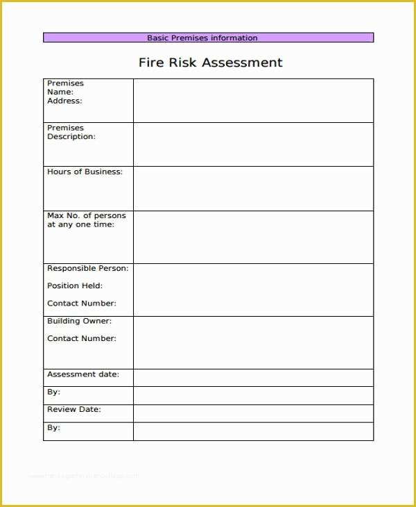 Free Risk assessment Template Of 6 Fire Risk assessment Templates Free Samples Examples