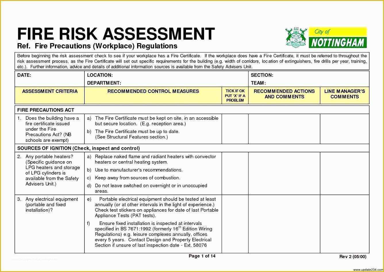 Free Risk assessment Template Of assessment Fire Risk assessment form