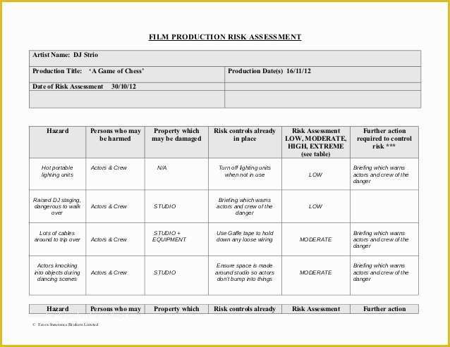 Free Risk assessment Template Of Free assessment Templates