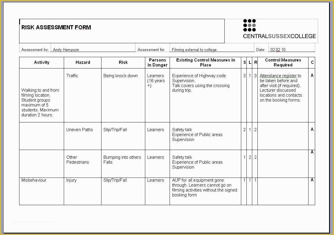 Free Office Risk Assessment Template Printable Templates My XXX Hot Girl