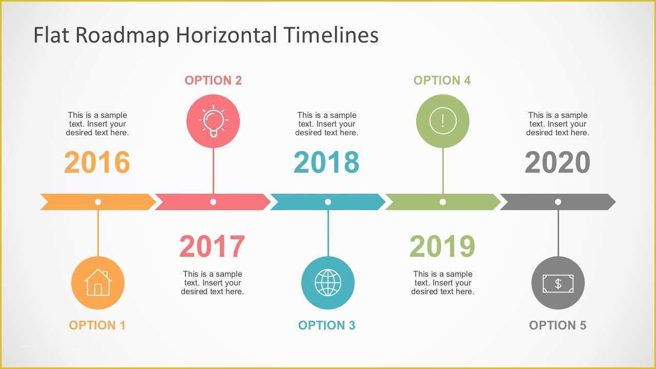 Free Roadmap Timeline Template Of Flat Roadmap Horizontal Timelines for Powerpoint