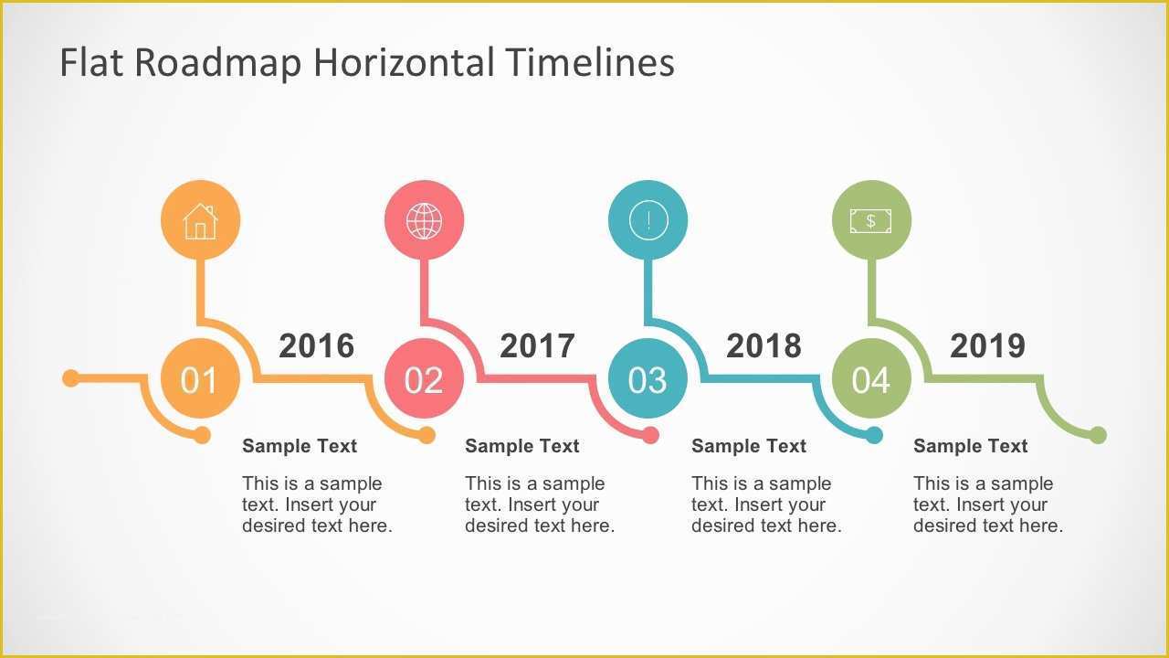 Free Roadmap Timeline Template Of Flat Roadmap Horizontal Timelines for Powerpoint