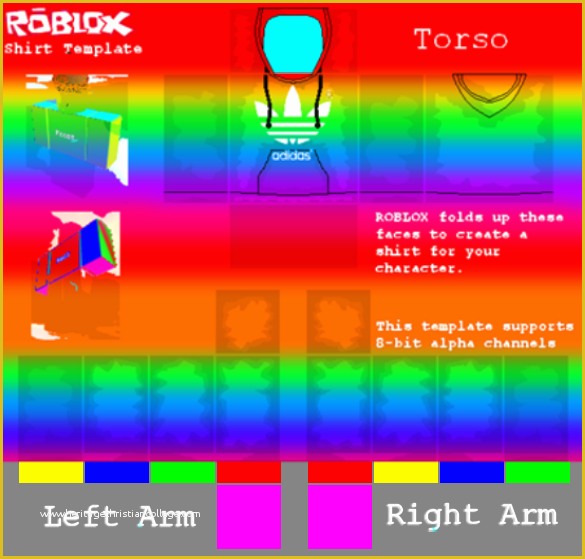 Free Roblox Templates Of Rainbow Adidas Hoo Shirt Template Rbxleaks