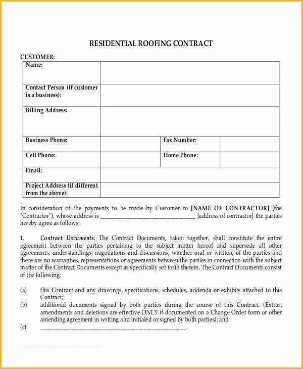 Free Roofing Contract Template Of 28 Contract Templates Free Sample Example format