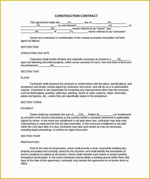 Free Roofing Contract Template Of 9 Construction Contract Templates – Pdf Word Pages